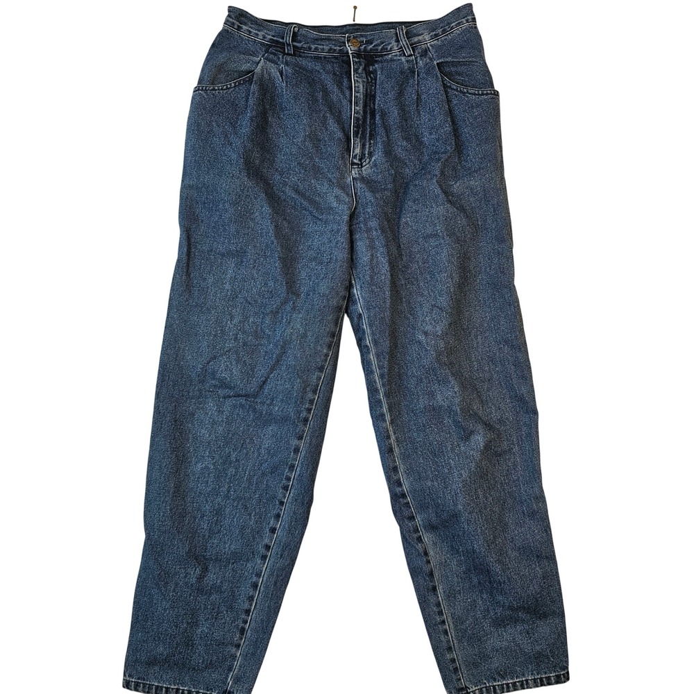 All Week Long Petite Vintage High Waisted Pleated Tapered Mom Jeans Blue 12P